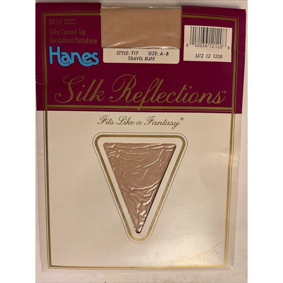 2 Hanes Silk Reflections Control Top Pantyhose Sandalfoot Navy Buff Sty 717 A-B - Picture 5 of 8